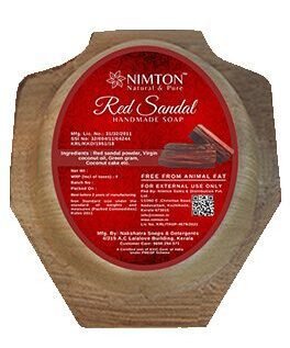 Kerala Ayurvedic Handmade red sandal bath soap (Laal chandan / Raktha Soap - 750 gm : 125 gm x 6)
