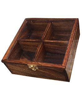 Wooden Square Spice Box- Without Spice