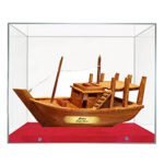 Handcrafted Wooden Fishing Boat Model: Eco-Friendly Decorative Showpiece and Gift Memento With Acrylic Box