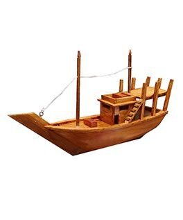 Handcrafted Wooden Fishing Boat Model: Eco-Friendly Decorative Showpiece and Gift