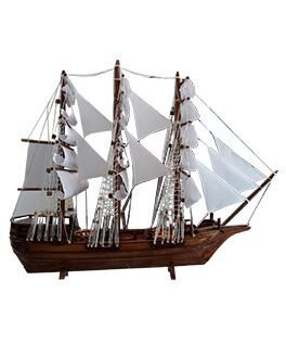 Sailor's Delight: Wooden Sailing Ship with White Rigged Sails
