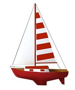 Whimsical Waves: Cute Red and White Sail Boat Model