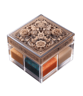Acrylic Spice Box with Wooden Engraved Lid (Without Spice)