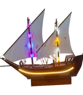 Handcrafted Wooden Uru Model Boat with LED Lights