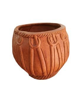 Traditional Round Clay Mud Art  Flower Pot