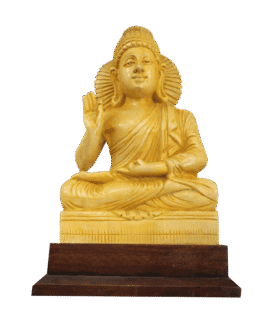 WOODEN SREE BUDDHA STATUE (10x9x5 INCHES)