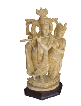 WOODEN  RADHA KRISHNA STATUE (14x15x5 INCHES)