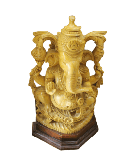 WOODEN LORD GANAPATHY STATUE (14x10x5 INCHES)