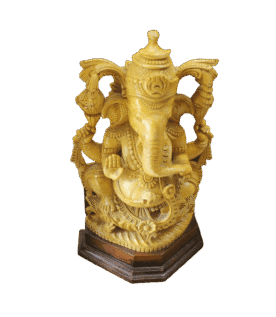 WOODEN LORD GANAPATHY STATUE (14x10x5 INCHES)