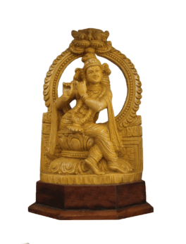 WOODEN  LORD KRISHNA STATUE (11x7x4 INCHES)