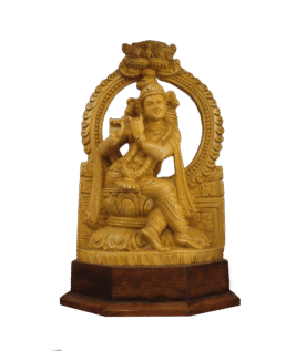WOODEN  LORD KRISHNA STATUE (11x7x4 INCHES)