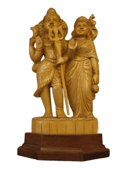 WOODEN LORD SIVA & GODDESS PARVATHY STATUE (12x8x4 INCHES)