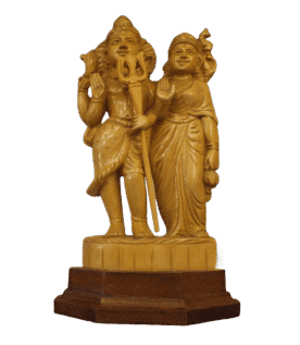 WOODEN LORD SIVA & GODDESS PARVATHY STATUE (12x8x4 INCHES)