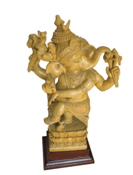 Wooden Lord Vigneshwara Statue (10x13x6 Inches)