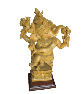 Wooden Lord Vigneshwara Statue (10x13x6 Inches)