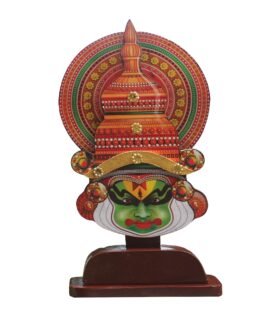 Red Wooden Kathakali Mask Memento – Kerala Traditional Award and Corporate Gift