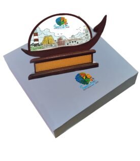 Wooden Boat Memento with Contents on Acrylic Sheet (Length : 8 Inches)