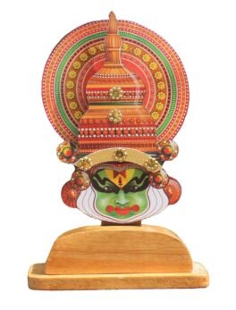 Red Wooden Kathakali Mask Memento – Kerala Traditional Award and Corporate Gift