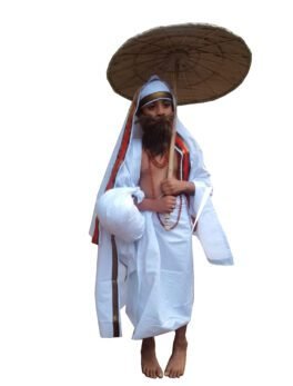 Kuchelan Dress – Kerala Traditional Costume with Real Olakuda (Panayola Palm Leaf Umbrella) for Stage & Temple