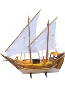 Wooden Uru Model Boat with LED Lights and Golden Boarder