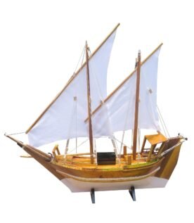 Wooden Uru Model Boat with LED Lights and Golden Boarder