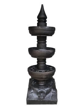 Natural Black Stone Temple Kuthuvilakku – Premium Black Stone Oil Lamp for Temple & Pooja