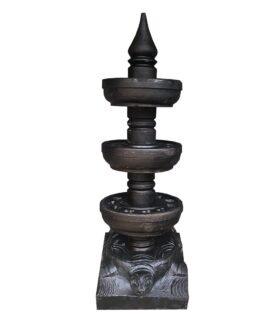 Natural Black Stone Temple Kuthuvilakku – Premium Black Stone Oil Lamp for Temple & Pooja