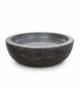 Natural Grey Granite Stone Water Fountain Bowl | Outdoor Garden Bird Bath & Water Feature