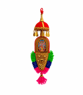 Kerala Temple Nettipattam Double-Sided Wall Hanging with Lord Guruvayoorappan & Lord Ganesha | Traditional Decorative Umbrella (Muthukuda)