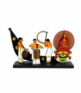 Handcrafted Kerala Chenda Melam with Kathakali Wooden Showpiece