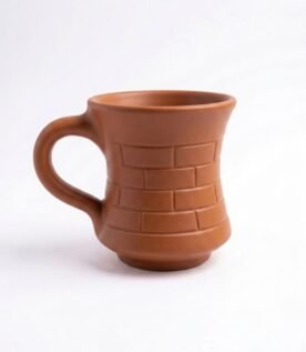 Handcrafted Terracotta Clay Cup with Brick Pattern