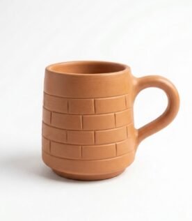 Handcrafted Terracotta Brick-Pattern Tea Cup