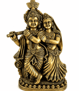 Antique Gold-Finish Radha Krishna Statue