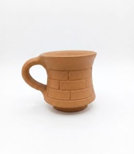 Handcrafted Terracotta Clay Cup with Rustic Brick Pattern